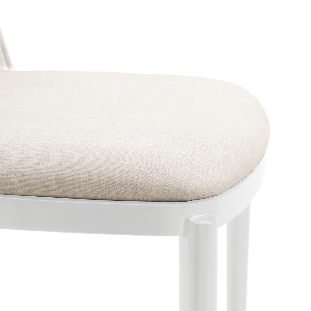 LeisureMod Tule Dining Chair with White Frame Set of 2, Walnut/Beige