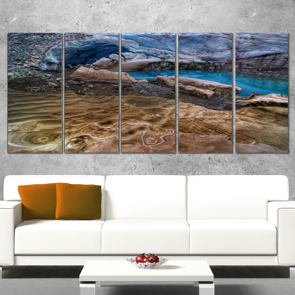 Brilliant Turquoise Melt Pool, Landscape Canvas Print, 60"x28", 5 Panels