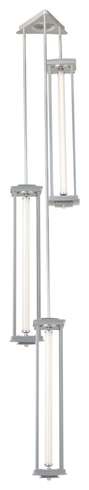 Athena Triple Tall LED Lantern Sterling Clear Glass