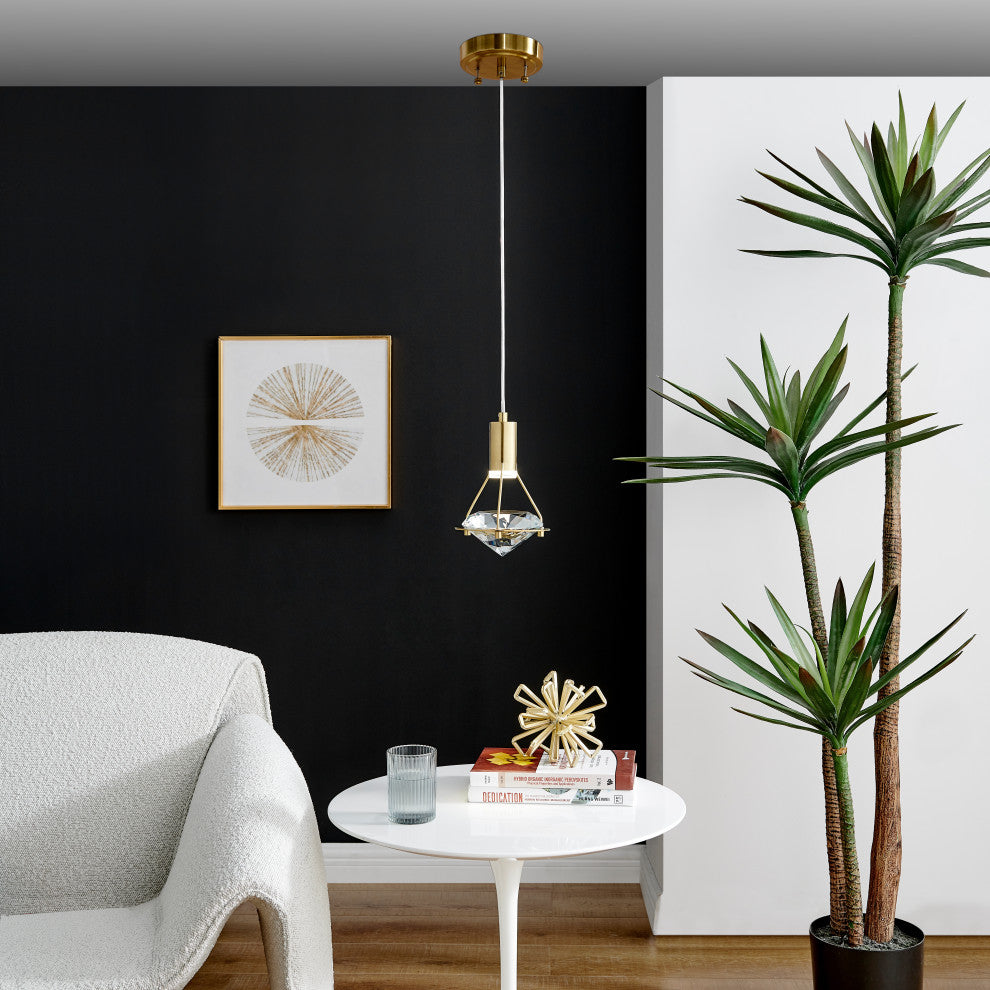 Hollywood Diamond Dimmable LED Light Gold Pendant