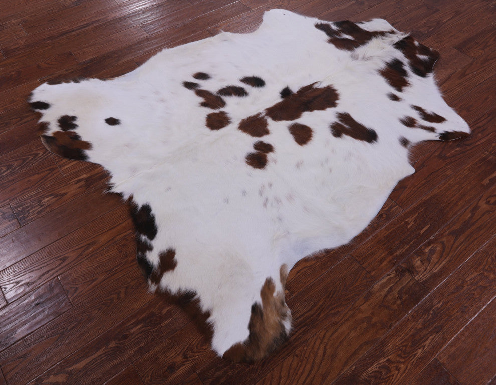 Brown and White Natural Cowhide Rug 5' 11" X 5' 3" C2389