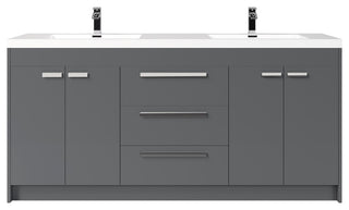 Eviva Lugano 72" Gray Modern Double Sink Bathroom Vanity With White Top