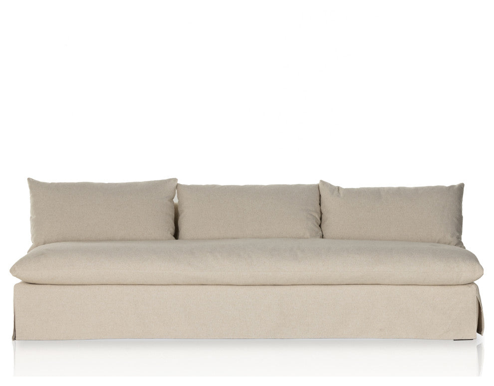 Grant Slipcover Armless Sofa-94"-Natural