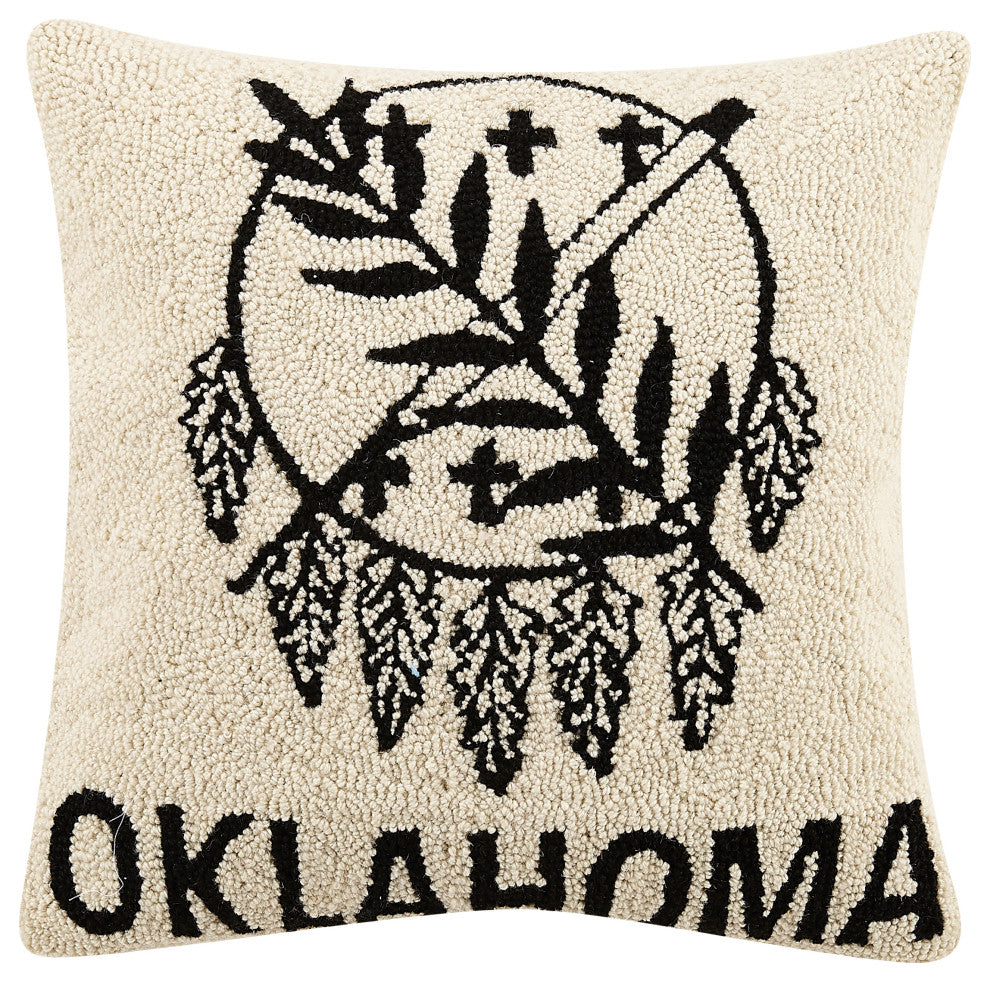 Black White Ok Flage Hook Pillow