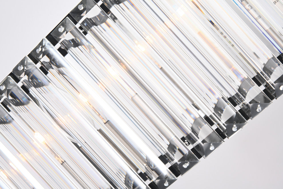 5-Light Matte Black and Brushed Nickel Linear Crystal Chandelier Glam Lighting