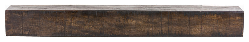 Rustic Fireplace Mantel Shelf, Dark Chocolate Oak, 60"