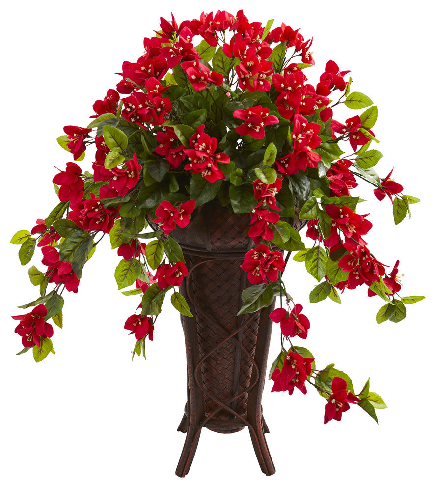 Nearly Natural Bougainvillea Artificial Plant in Stand Colored PlanterPlanter