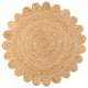 Petal Boho Jute Scalloped Circle Natural Round Area Rug, 6' Round