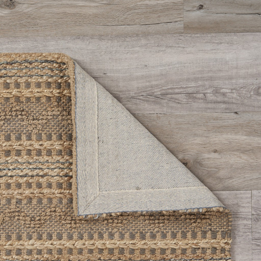 5" x 8" Tan and Gray Intricate Striped Area Rug