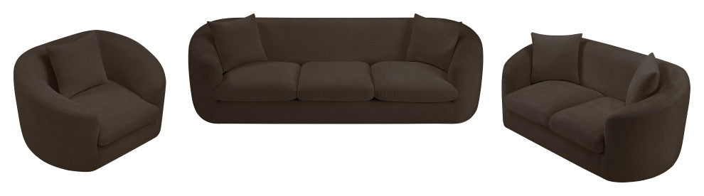Penelope Upholstered Loveseat, Brown, Chenille Fabric