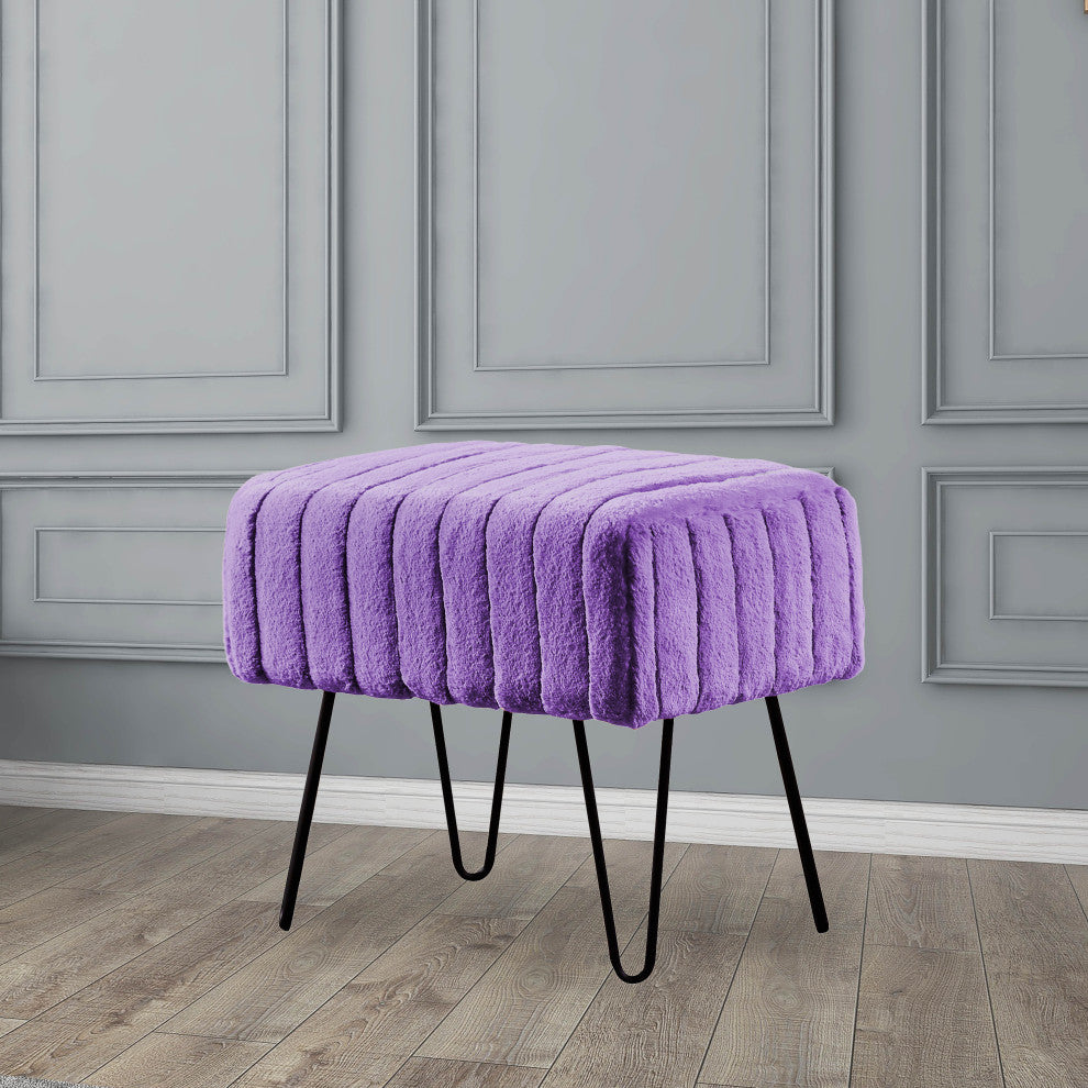 Serenta Super Mink Ottoman, Paisley Purple, 19''x13''x17''