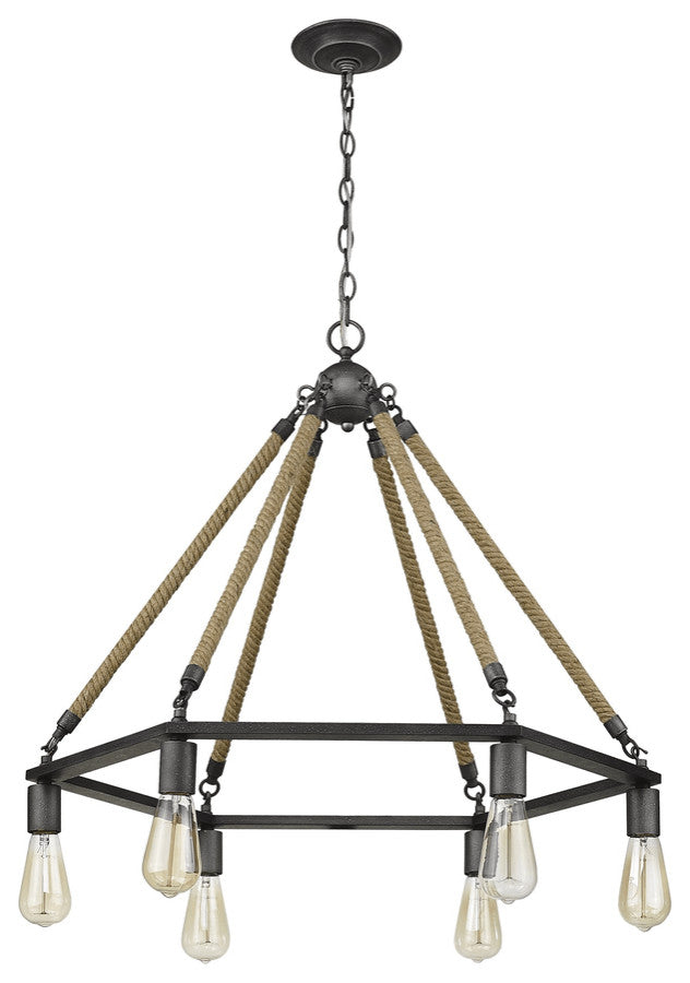 Holden 6-Light Antique Gray Wagon Wheel Chandelier