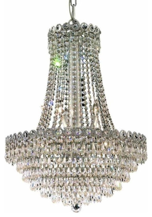 Elegant Century Dining Room Light, Chrome Finish With Royal Cut Crystal