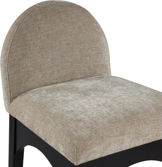 Waldorf Chenille Upholstered Stool, Black, Chenille, Natural Finish, Beige, Chenille Fabric, Black Finish