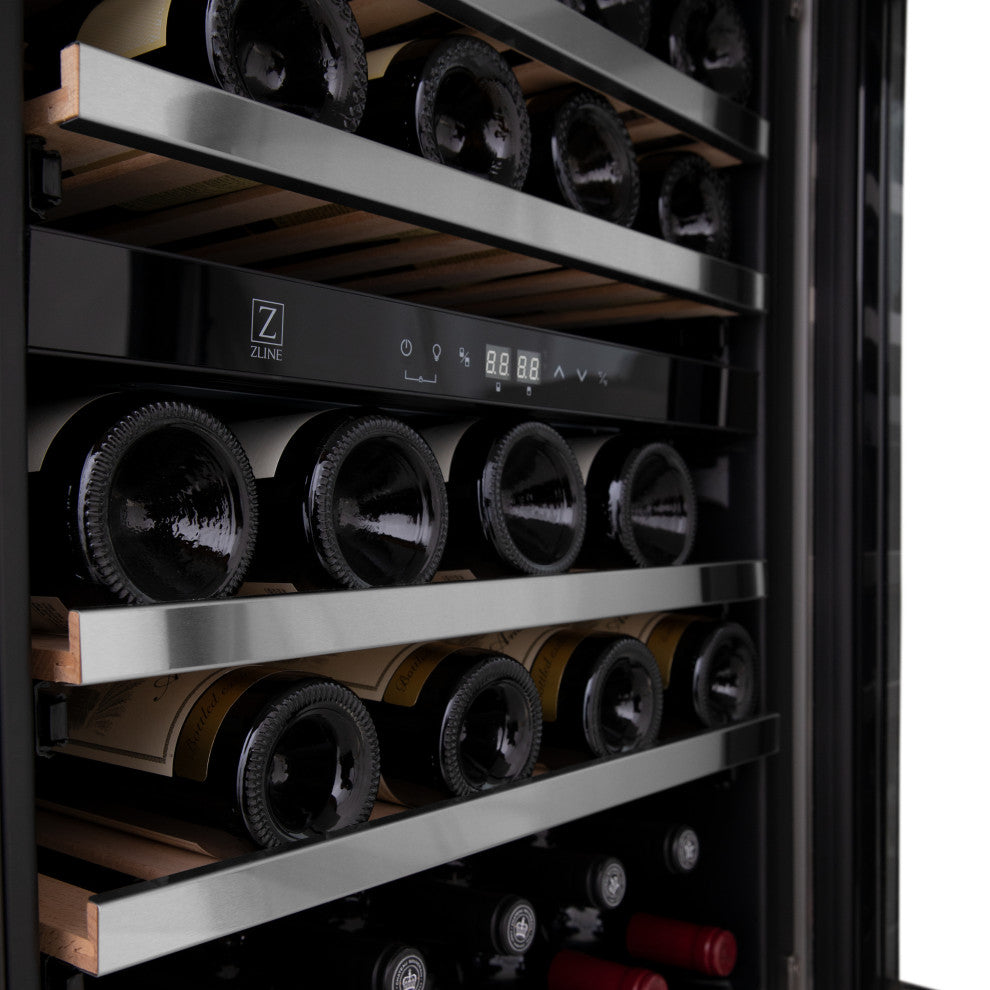 ZLINE 24 In. Wine Cooler, Stainless Steel With Matte Black, RWVZ-UD-24-MB