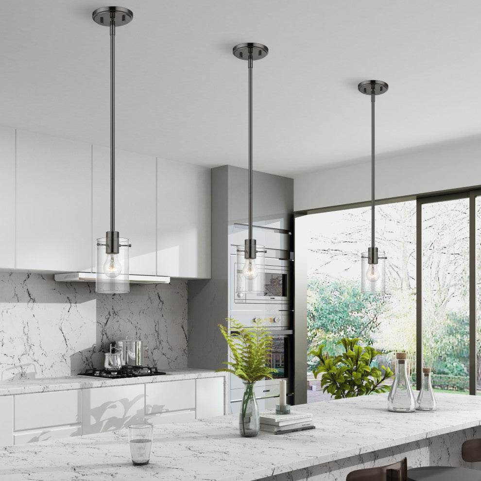 Munich 1 Light Black Chrome Single Pendant