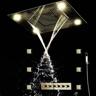 BathSelect Brushed Gold Romantic Environment LED Shower Head