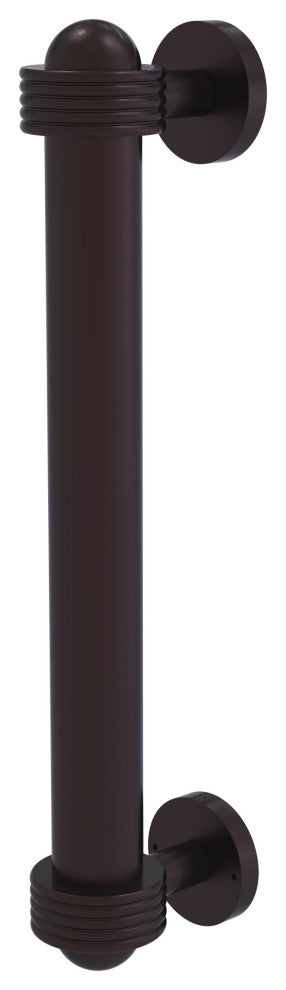 8" Door Pull With Groovy Accents, Antique Bronze