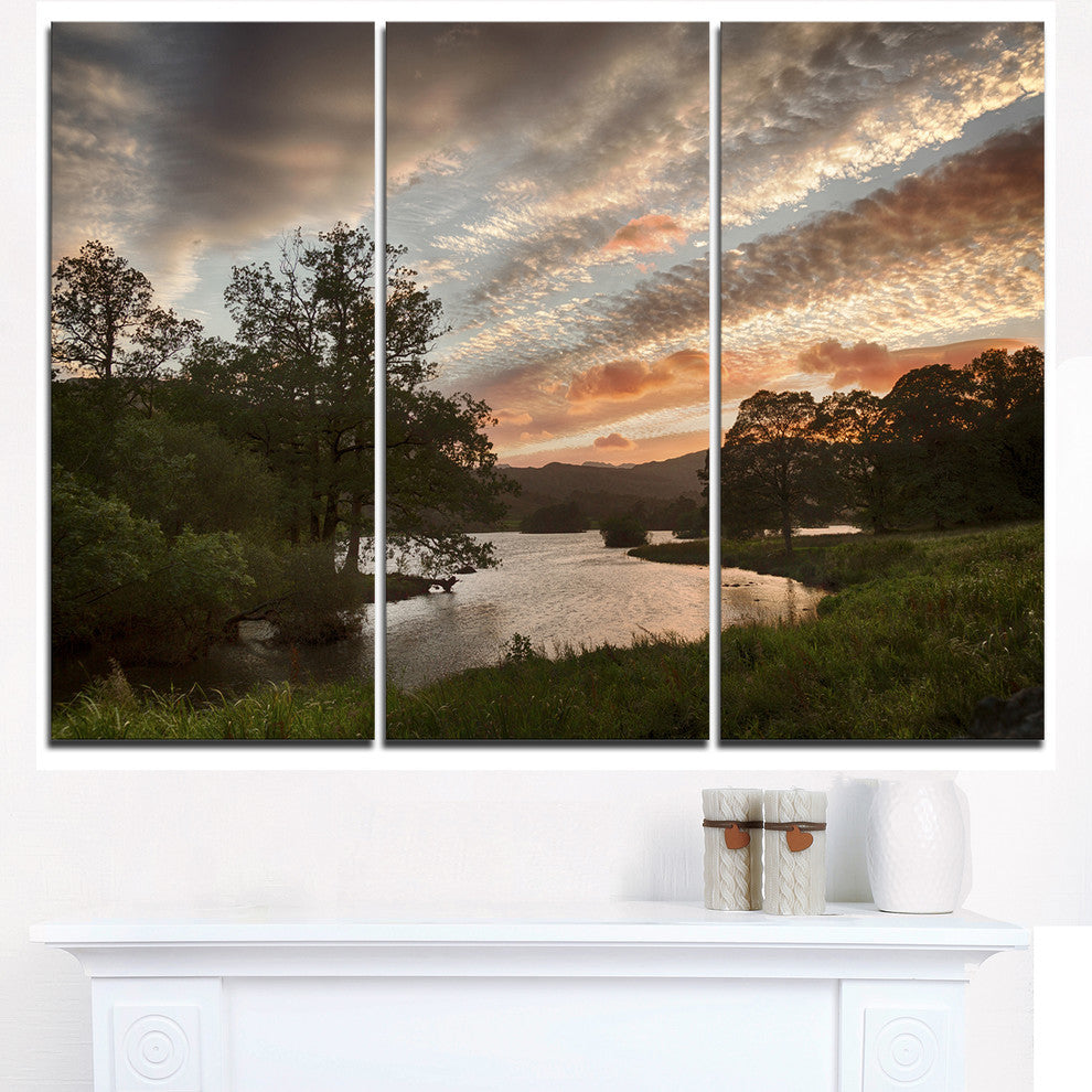 "Sunset Over Rydal Waters" Metal Wall Art, 3 Panels, 36"x28"