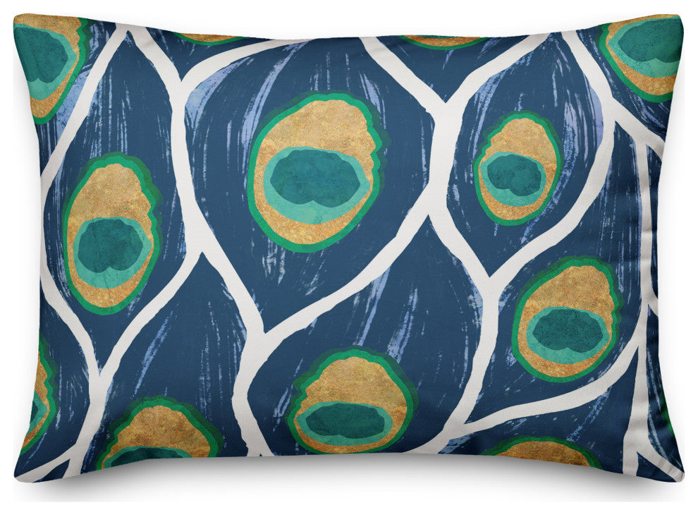 Swoopin Feather Peacock 4 14x20 Spun Poly Pillow