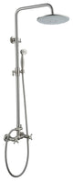 10inch Wall Mount Exposed Pipe Rainfall Shower System with Hand Shower, Brushed Nickel