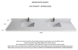 Aberdeen 84 Double Sink Bath Vanity in Coventry Gray 2" Empira Quartz