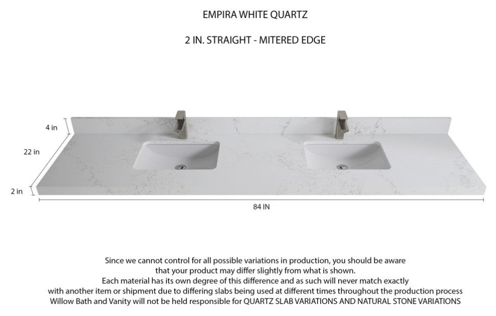 Aberdeen 84 Double Sink Bath Vanity in Coventry Gray 2" Empira Quartz