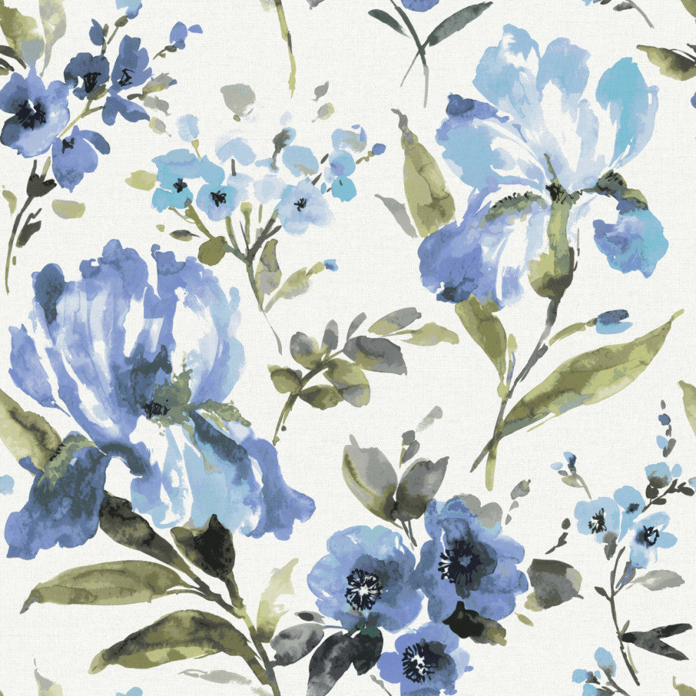 Iris Peel and Stick Wallpaper, Blue