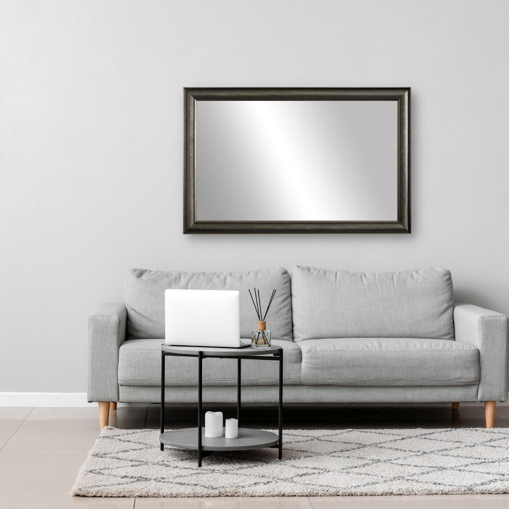 Oxfordshire Framed Wall Mirror, Pewter, 28" X 54"