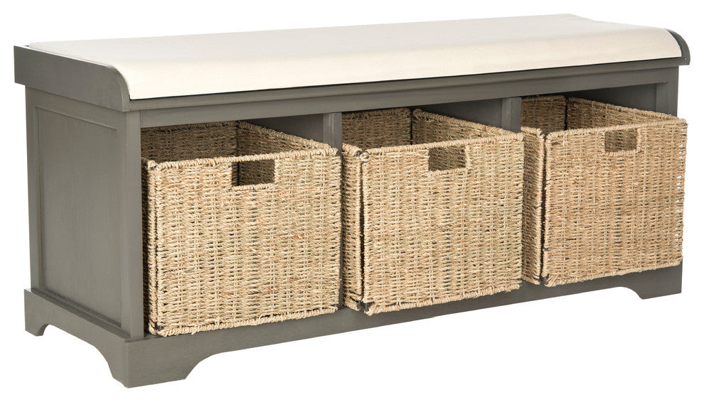 Safavieh Lonan Wicker Storage Bench, Gray