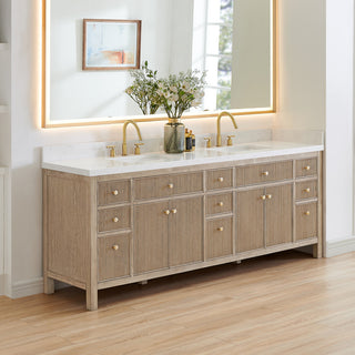 Cerrito Bathroom Vanity, Natural Oak, 84" Double, without Mirror