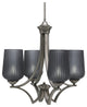 Zilo Uplight, 4 Light, Chandelier, Graphite Finish With 5" Smoke Textured Glass