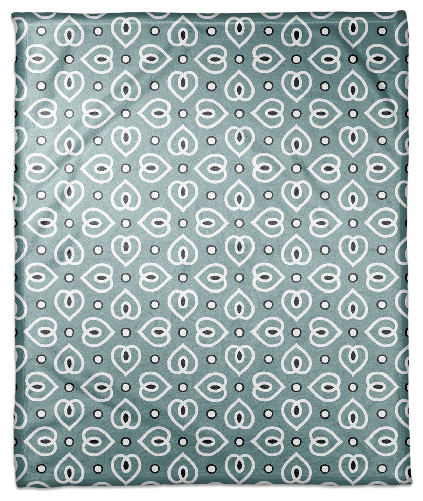 Heart Pattern in Blue Fleece Blanket