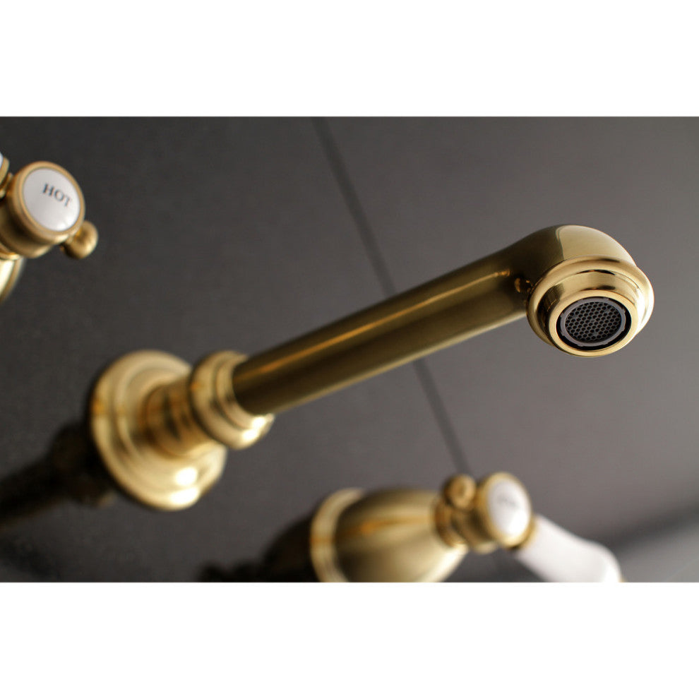 KS7027BPL Two-Handle Wall Mount Tub Faucet, Brushed Brass