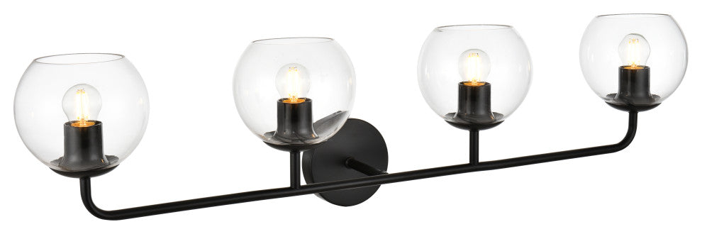4 Light Black And Clear Bath Sconce