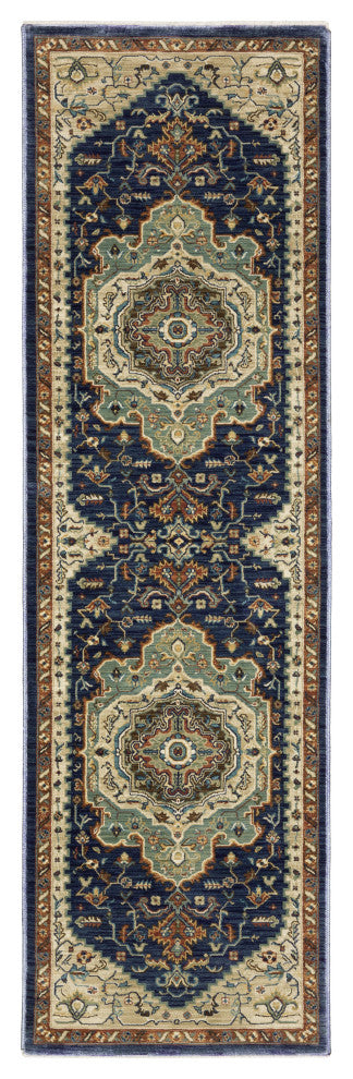 Fabienne Medallion Indoor Area Rug, Blue, 2'3"x7'6"