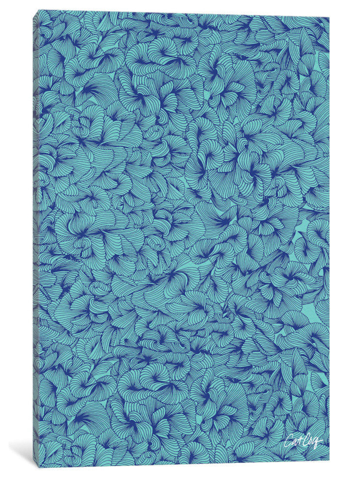 "Abstract Pattern Navy Turquoise Artprint" by Cat Coquillette, 40x26x1.5