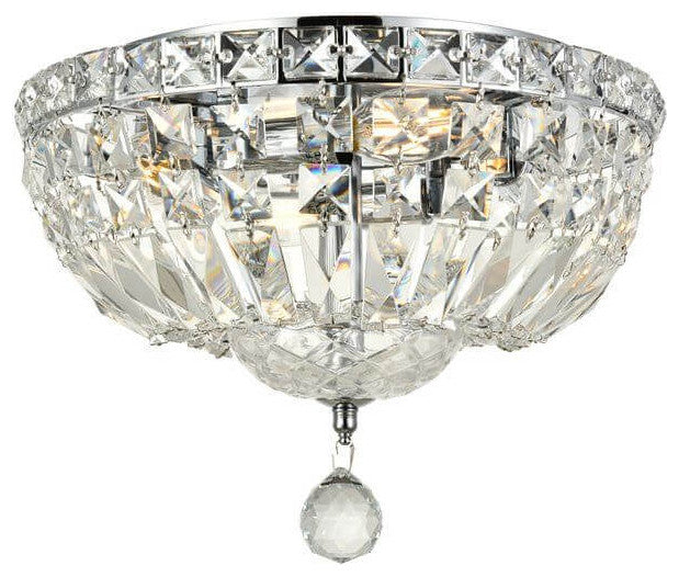 Empire 12" Wide 4-Light Transitional Round Small Flush Mount, Chrome