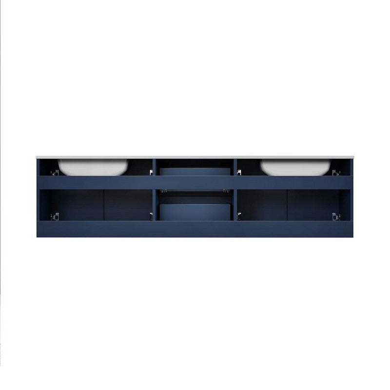 Geneva Transitional Navy Blue 72" Double Vanity with 30" Led Mirrors