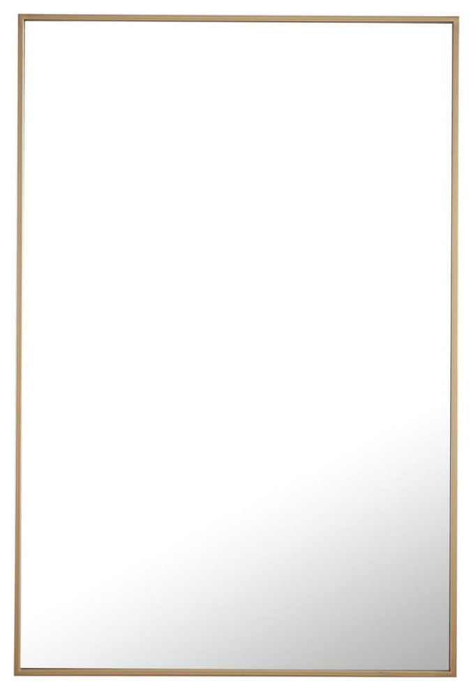 Elegant Eternity Metal Frame Rectangle Mirror 28 Inch Brass