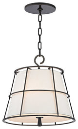 Savona, Two Light Pendant, Old Bronze Finish, Linen Shade