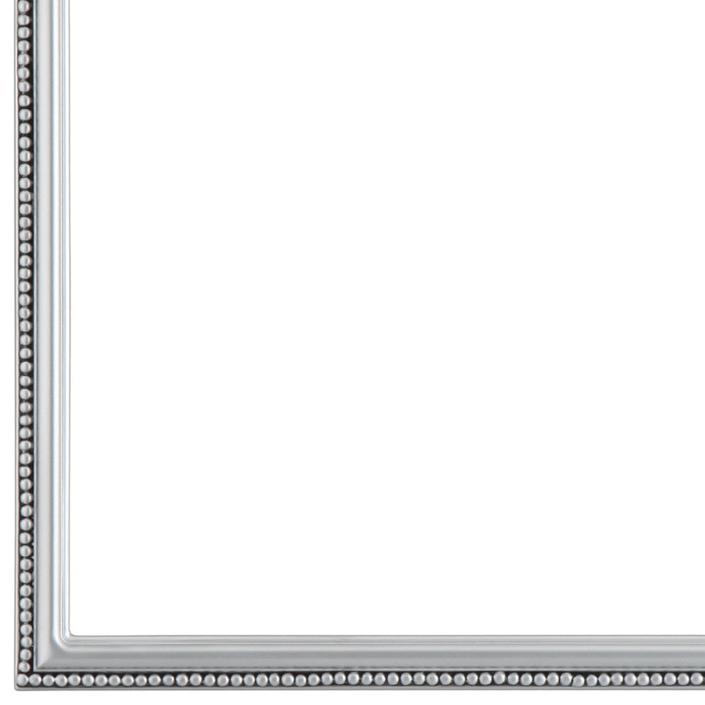 Liffey Framed Mantel Mirror, Peaks Cathedral, 38"x27", Silver Spray