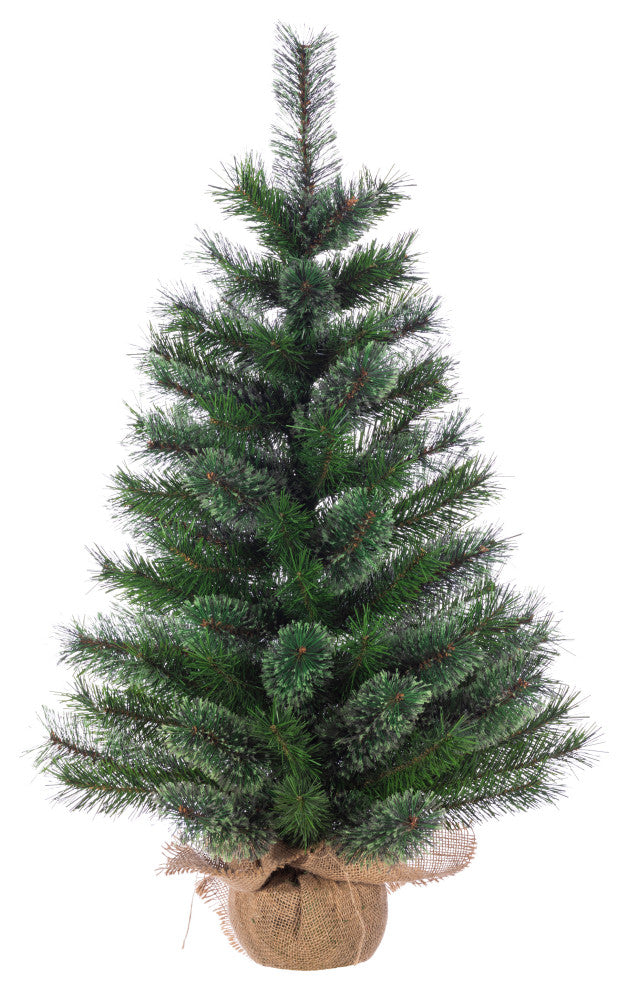 Unlit 3' Hard Needle Pine, Burlap Bag Base