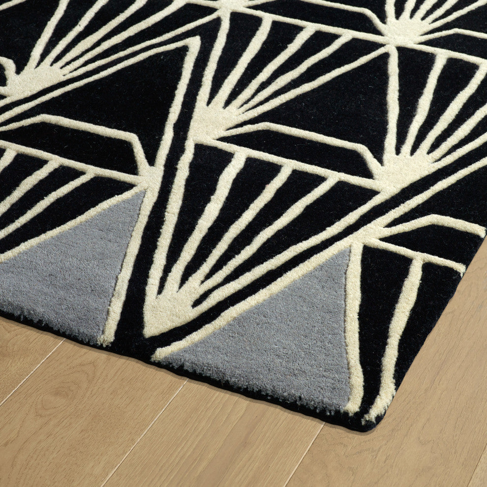 Kaleen Hand-Tufted Origami Wool Rug, Black, 8'x10'