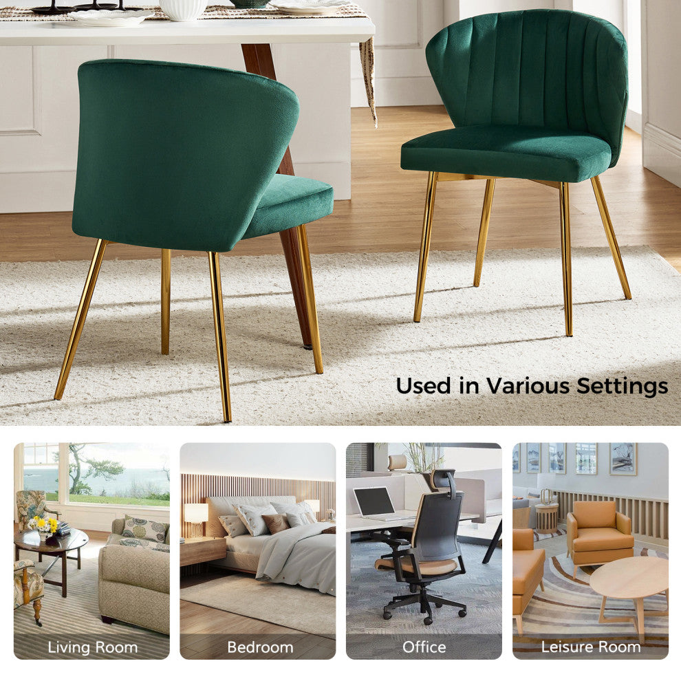 Luna Contemporary Side Chair With Tufted Back, Green