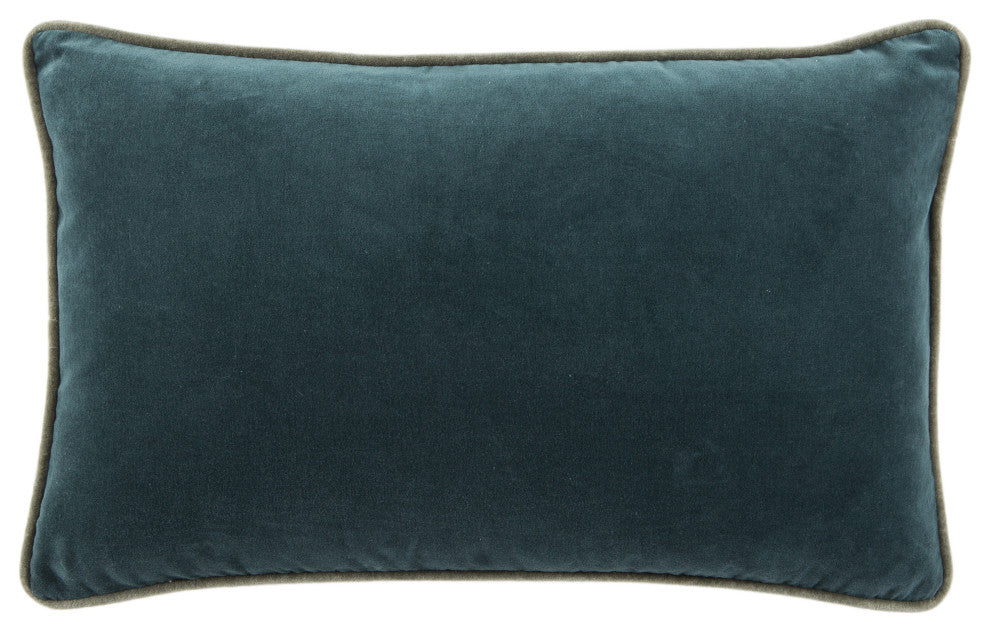 Jaipur Living Lyla Solid Teal/Cream Poly Lumbar Pillow