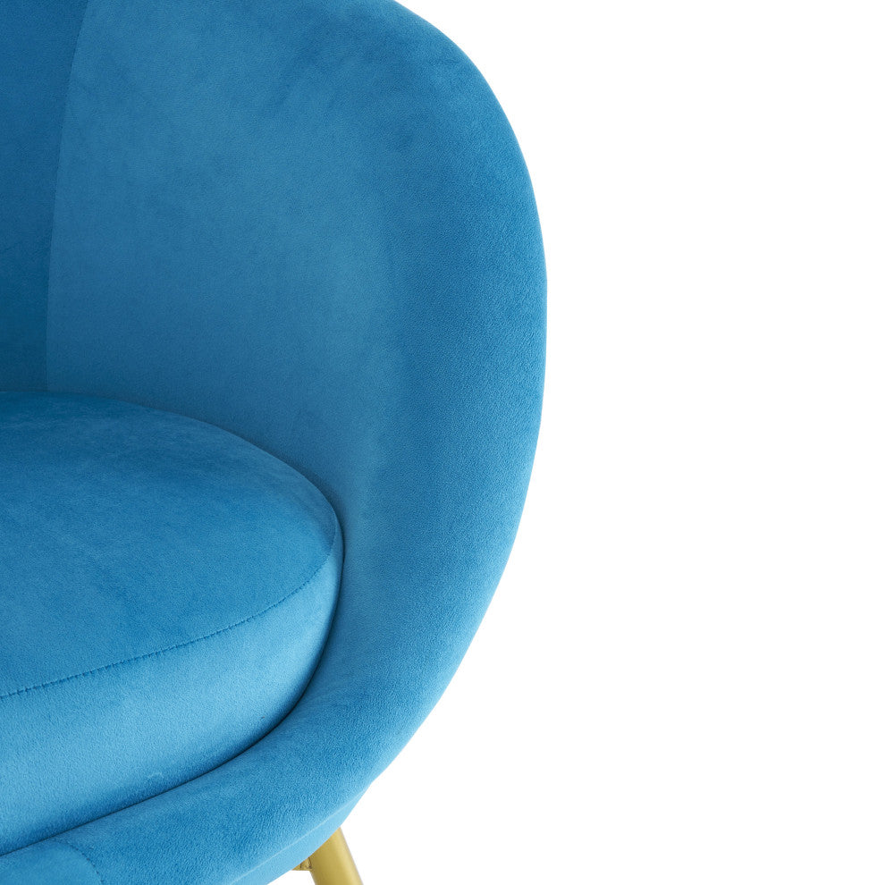 GDF Studio Modern Velvet Accent Chair With Gold Metal Legs, Teal