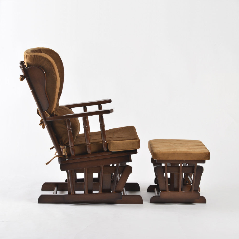 Comfort Deluxe Glider Chair and Ottoman Set, Brown