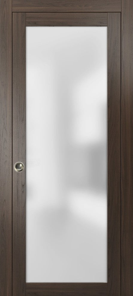 Planum 2102 Interior Sliding Closet Pocket Door 30x80 Chocolate Ash Track Pulls