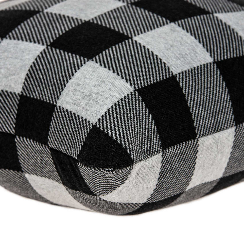 HomeRoots Square Buffalo Check Gray Accent Pillow